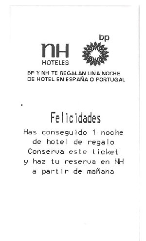 REGALO Ticket promocin 2 noche hotel NH gratis